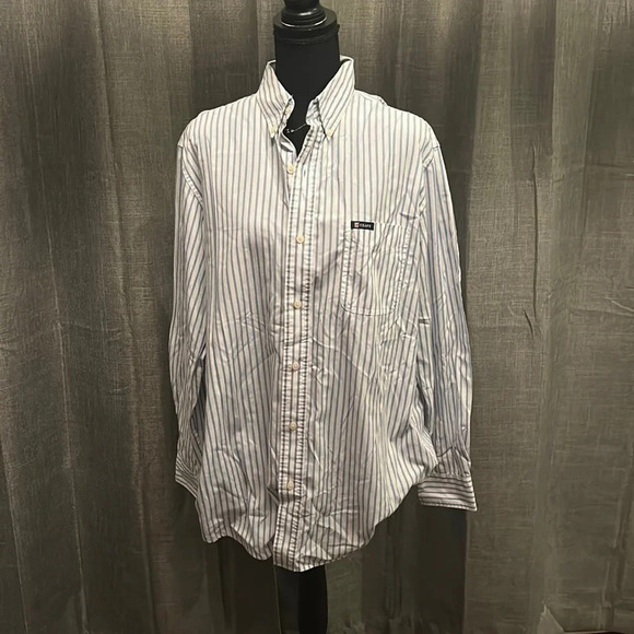 Blue and White Striped Chaps Button Up - Picture 1 of 5